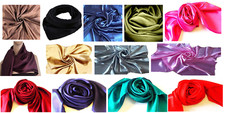 New SOLID PLAIN  Square soft Scarf Silky Kerchief Head Wrap Neck Satin