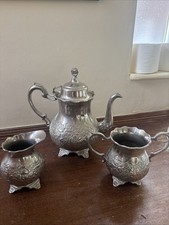 Silver creamer set tea pot - silver,
