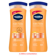 2x 400ml Vaseline Intensive Care Healthy EVEN TONE Body Lotion + Vit B3 & SPF 10