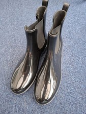 Made In Italy Black Patent Ankle Wellington Boots Size 7 1/2 BNWOB