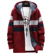 Men's Sherpa Fur Lined Fleece Hoodie Thick Warm Zip Up Sweatshirt Jacket Coat