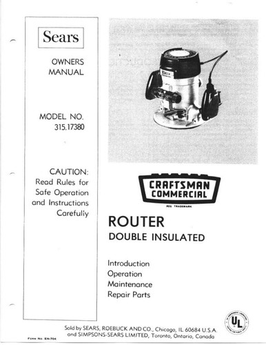 Craftsman router model no - model,