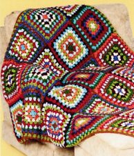 Throw easy crochet pattern vintage Granny squares Afghan Blanket. Size 54"x 65".