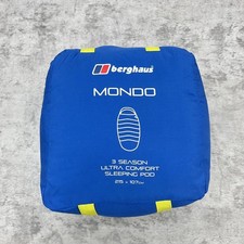 Berghaus Mondo Adult POD Sleeping Bag Blue Neon 3 Seasons Comfort Camping #2