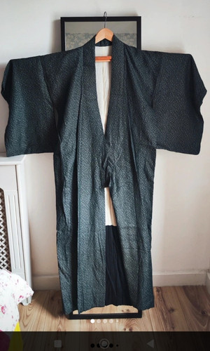 Vintage mens silk haori long - haori,