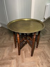 Moroccan Folding Table with Brass Tray Top