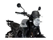 Puig Retro Fly Screen Matt Black for Macbor Eight Mile 500 Scrambler (22-25)