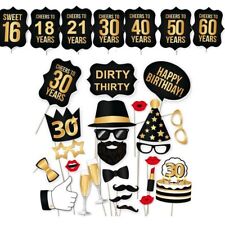 18/21/30/40/50/60th Happy Birthday Party Photo Booth Props Party Decor Selfie UK