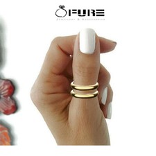 Open double line ring 18ct - line,