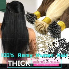 Mini Nano Ring Tip 100% Human Hair Extensions Real Micro Loop Ring Full Head 24"