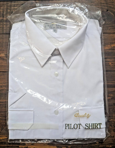 Mens white pilot shirt short - white,