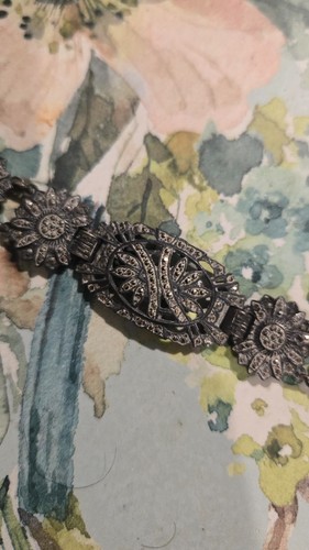 Vintage marcasite floral link - vintage,