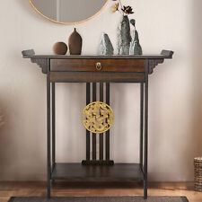 Console Table Chinese Style Hallway Table Shelf Storage Furniture Rustic Brown