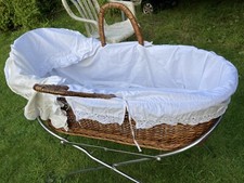 Middle of 20th century vintage Baby/dolls Brown Wicker Bed&stand Hoodie,mattress
