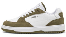 Puma UK 5 Women's Doublecourt Soft VTG Trainers White/Olive 39609204 New In Box