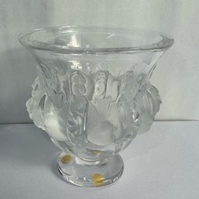 French Vintage Lalique 'Dampierre' Frosted Vase with Bird Design