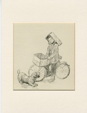 SEALYHAM TERRIER & ERRAND BOY VINTAGE 1939 DOG ART PRINT by  K F BARKER MOUNTED