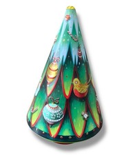M&S Musical Rotating Wind-Up Biscuit Tin Christmas Tree "Deck The Halls"  Empty
