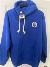 Leeds United 1960s Royal Blue Retro Football Hoodie Embroidered Crest XL