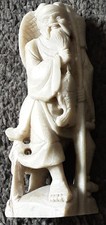Chinese Soapstone Figure Of A Fisherman With His Catch 12cm