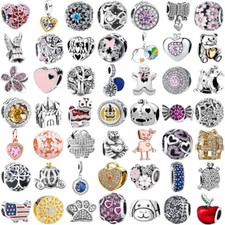 S925 Silver Charms Bead Pendant Dangle For Bracelet Bangle Snake Chain Gift