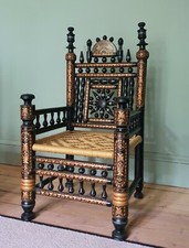 Handmade Pakistani Charpai Chair Handpainted & Handcrafed Black & Golden 52x53cm