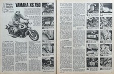 YAMAHA XS750 TRILPE ORIGINAL 1978 SIMPLE SERVICE 4 PAGE ARTICLE