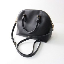 Fossil Bri Dome Leather 2-Way Satchel Tote Bag Black Used From Japan