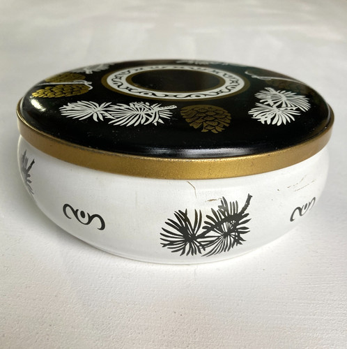 Round vintage tin gold black - gold, &