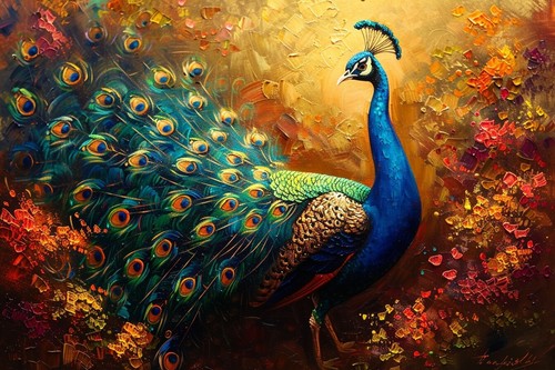 Peacock canvas picture print - canvas,