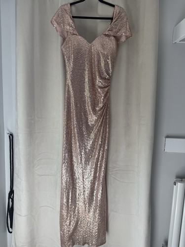 Quiz rose gold sequin gown - gold,