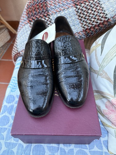 Grenson black hornback croc - black, hornback/croc