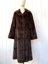 Vintage bespoke mink  Fur Coat Fully Lined back belt  small 8/10