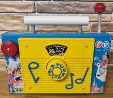 Fisher Price Retro Toy TV Radio The Farmer In The Dell Working Music Box Wind Up