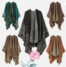 Hot Ladies Women Knitted Cape Soft Blanket Winter Wrap Poncho Open Front Shawl