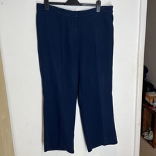 Ladies Ann Harvey Navy Blue Tailored Trousers Size 18 - Leg 28” Wide Leg