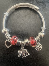 Charm Bracelet Red Silver