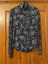 Ladies Marks and Spencer PER UNA long sleeved navy polo tshirt top size 10