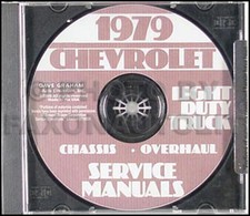 1979 Chevy Shop Manual CD K5 Blazer Suburban G10-G30 Van P10-P30 Motorhome