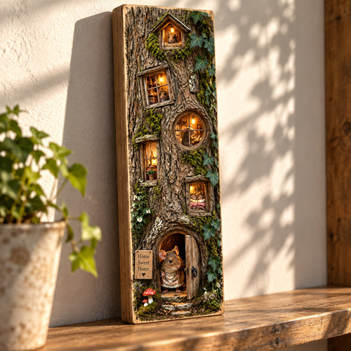 Mouse art wooden house - wooden,