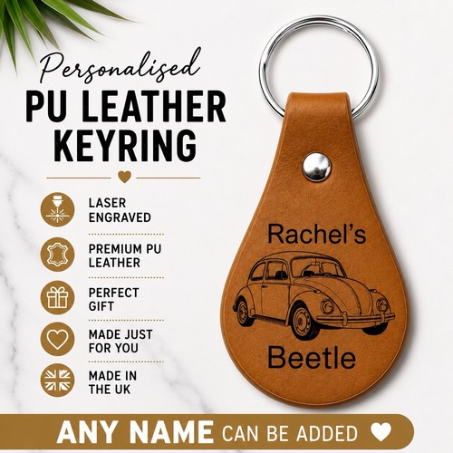Personalised beetle keyring - personalised, vw