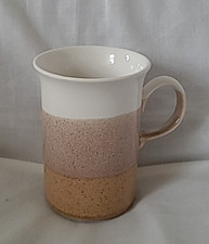 Churchill, England Three-Tone Cream, Taupe, Brown Stoneware Mug Vintage 1970's