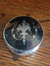 Antique sterling silver and Tortoise Shell Trinket  Box With Pique Lid 1918