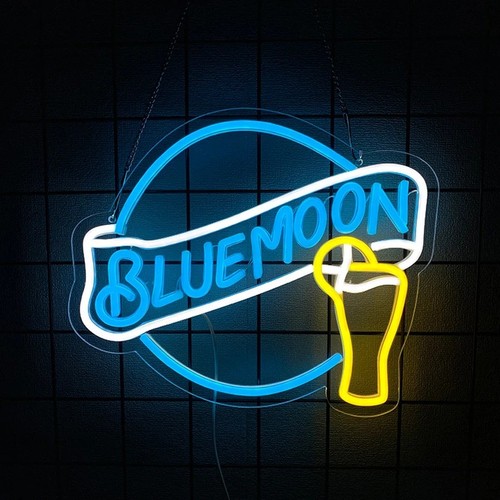 Blue moon neon sign for - moon,