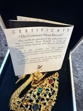 Swarovski Genuine Swan Brooch with Certificate In Box Never Used