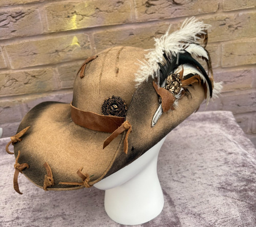 Beige distressed pirate hat - beige,