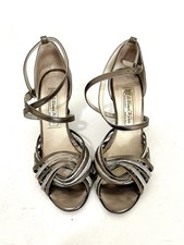 Werner Kern Shiny Metallic Bronze Leather Strappy Polka Dots Dance Shoes US 5.5