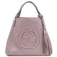 GUCCI 2WAY Bag Soho Interlocking G Leather Purple Champagne 10.2*9.4*5.5 inch