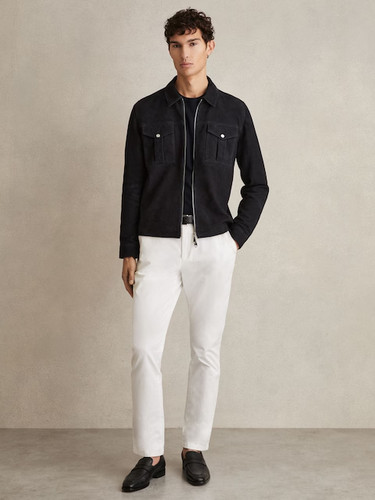 Leather jacket men - jacket, blue