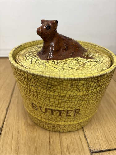 Vintage cracked ceramic butter - vintage,